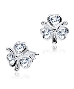 CZ Tripple Heart Shaped Silver Stud Earring STS-3280